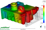 Click to view Moldflow Results - Results calculated during the packing phase include a refined clamp force prediction, volumetric shrinkage, freeze times and sink marks. 