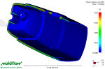 Click to view Moldflow Results - This result shows the polymer freeze time through the cross section of a medical device body molding.