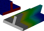 Moldflow MPi Fusion showing 2D fill pattern image on a solid model shell.