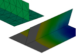 Moldflow MPi Mid-Plane showing 2D fill pattern image on a mid model.